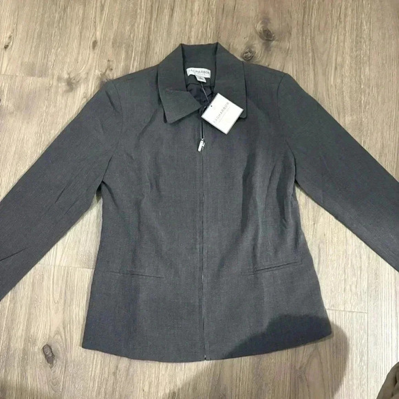 NWT Sag Harbor Women’s Gray Jacket /Blazer Size 10 Stretch - Picture 2 of 10